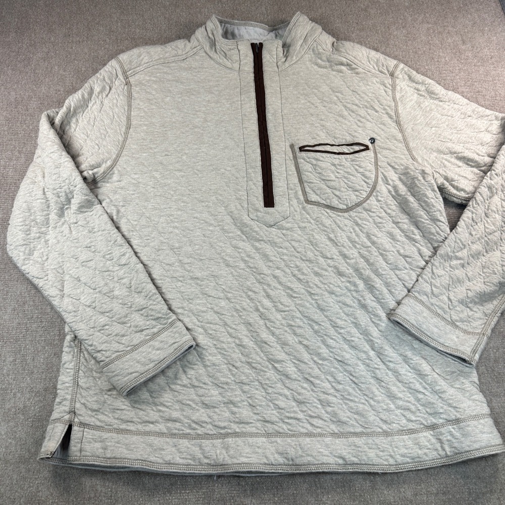 Tommy Bahama Jeans Reversible Quilted Quarter Zip Pullover Gray Mens XL
